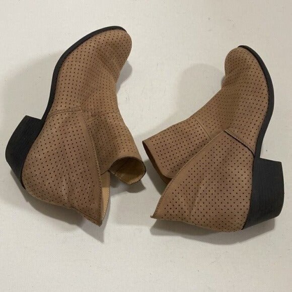 - Me too Zola leather pull on ankle booties 9M casual tan y2k Festival Rodeo - Picture 6 of 11